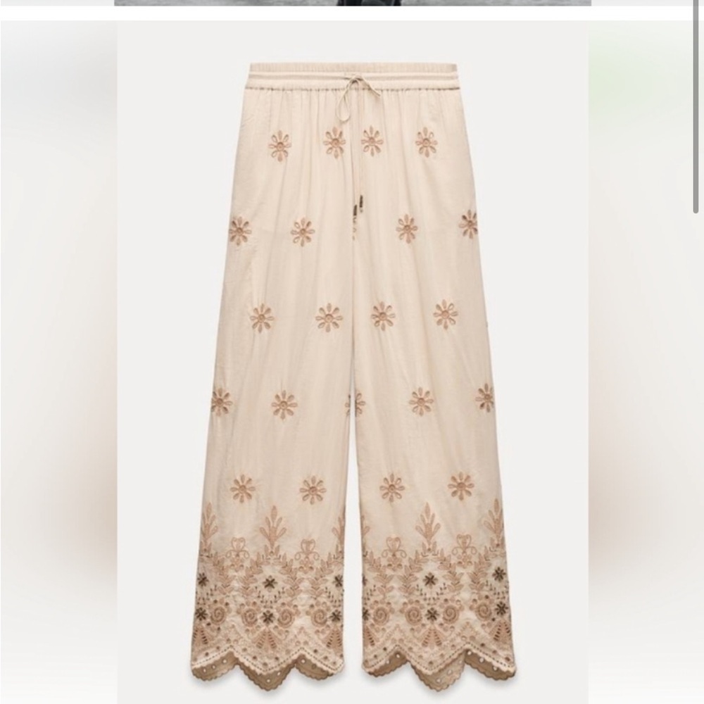 ZARA VACATION EMBROIDERED PANTS  SIZE M 
🚨FIRM PRICE NO DISCOUNT - Picture 8 of 10